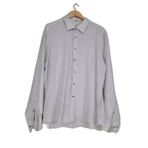 Joseph Abboud Men's Beige 100% Linen Long Sleeve Button Shirt - XL